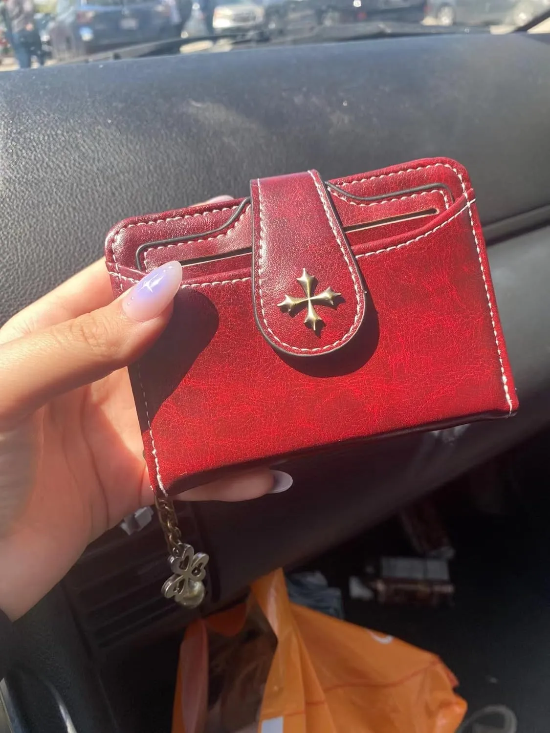 Small Wallet for Women Zip Bifold Vintage Wallet Goth Purse Mini Leather Cash Wallets with Zipper Coin Pocket (Brown,Small)