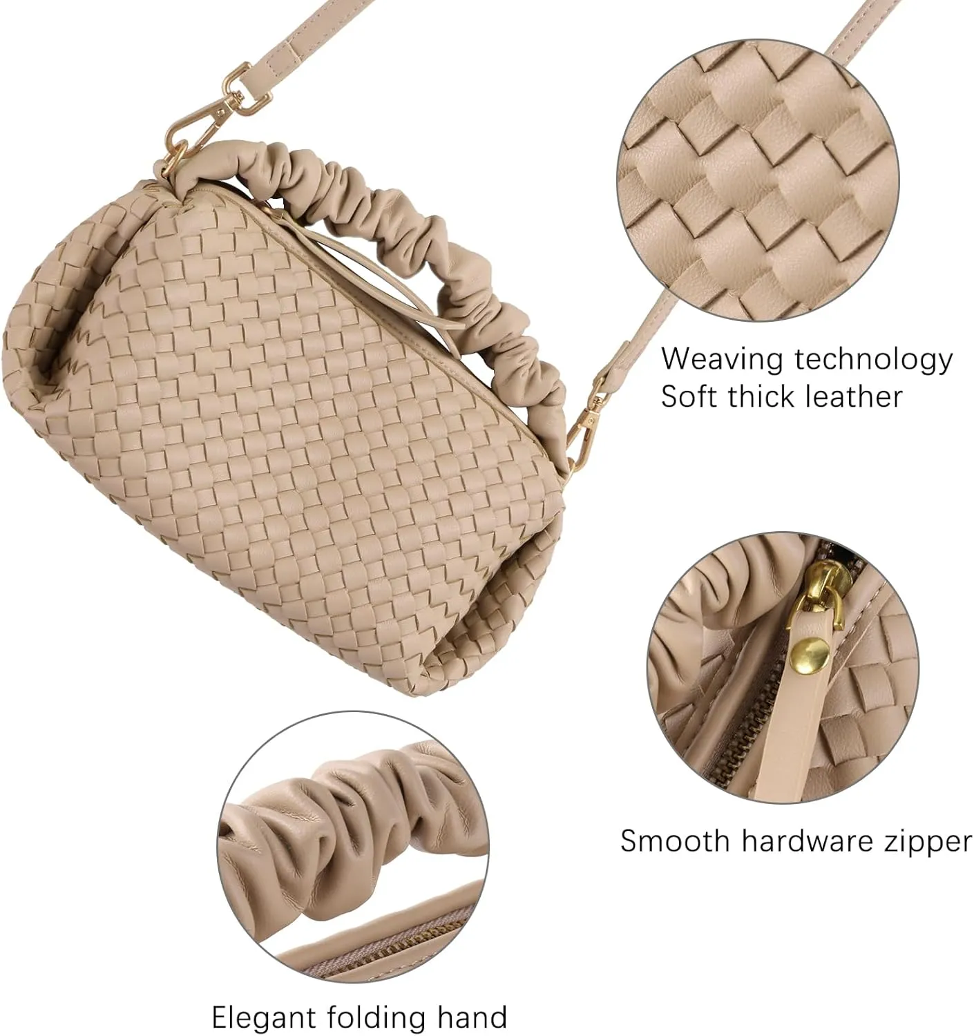 Small Woven Purses, Designer Crossbody Bags for Women Vegan Leather Bags Evening Woven Handbag Clutch