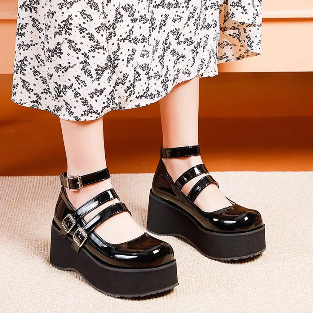 SO SIMPOK Women Gothic Mary Janes Platform Shoes Uniform Dress Wedge Pumps Classic Oxfords Gifts