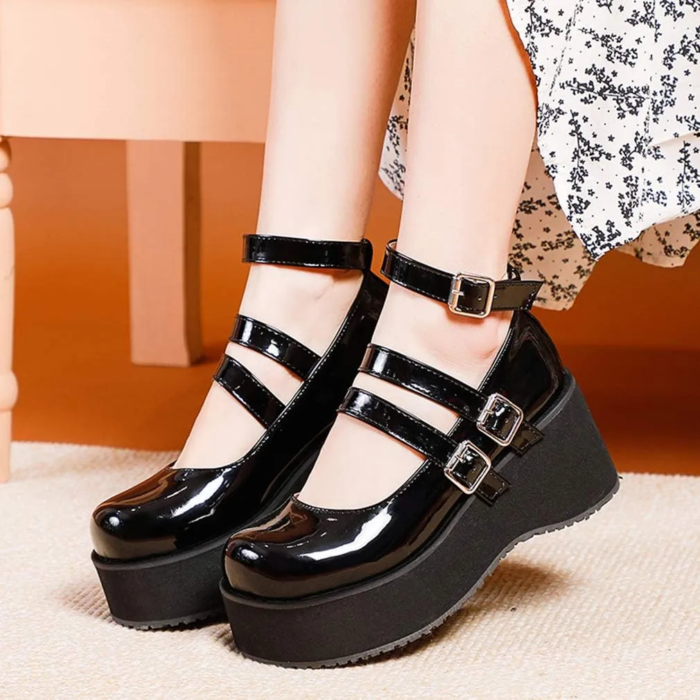 SO SIMPOK Women Gothic Mary Janes Platform Shoes Uniform Dress Wedge Pumps Classic Oxfords Gifts