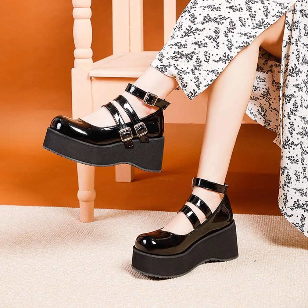 SO SIMPOK Women Gothic Mary Janes Platform Shoes Uniform Dress Wedge Pumps Classic Oxfords Gifts