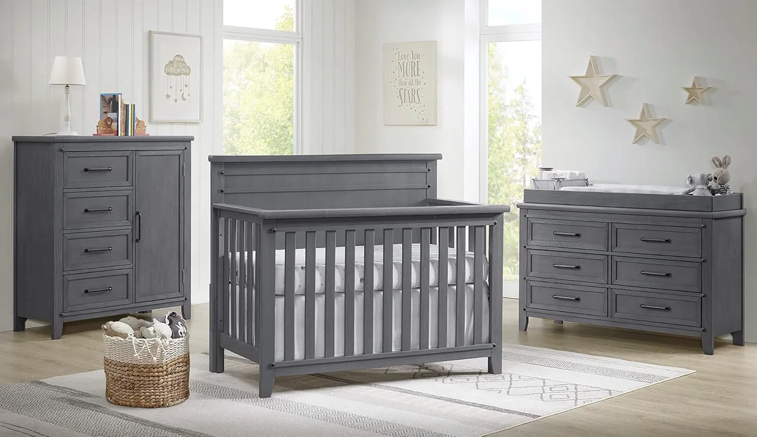 Soho Baby Ellison Premium 4-Drawer Chifferobe with Adjustable Shelves, Ash Gray