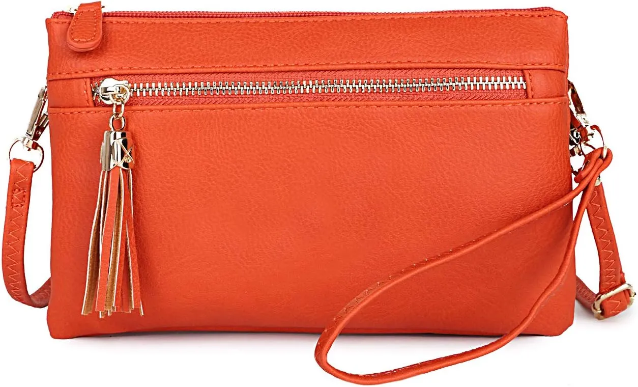 Solene Women's Lightweight Multi Compartment Wristlet Clutch Wallet Crossbody Bag