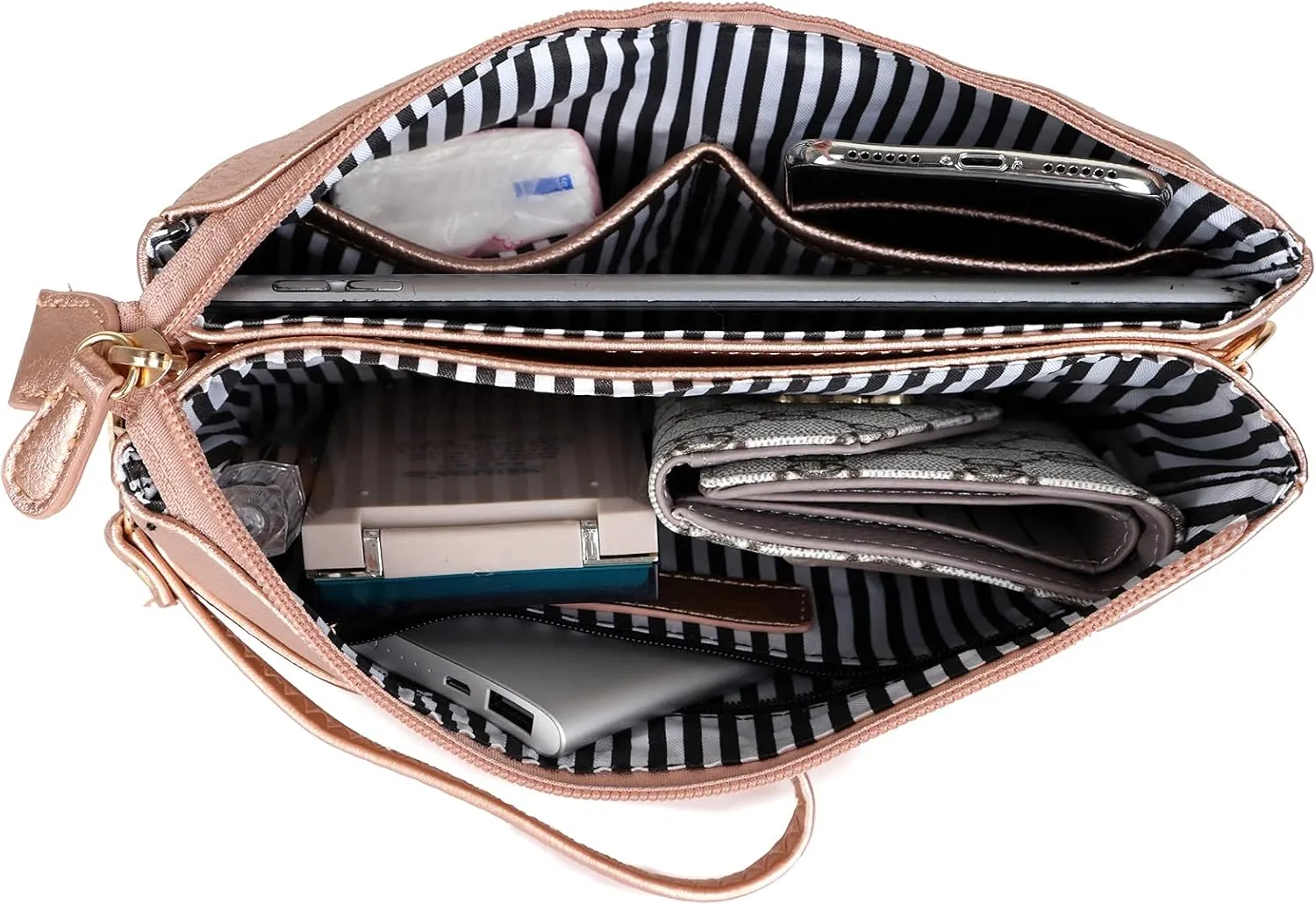 Solene Women's Lightweight Multi Compartment Wristlet Clutch Wallet Crossbody Bag