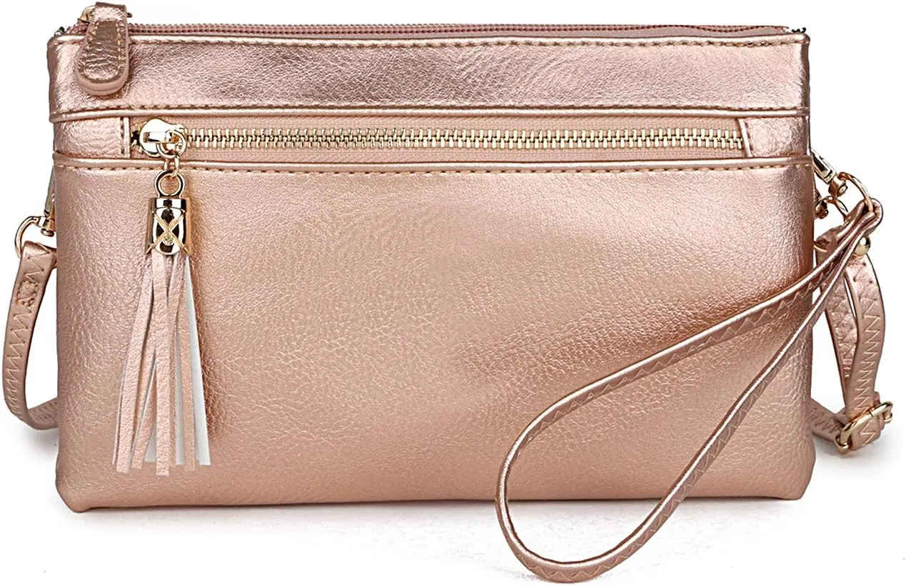Solene Women's Lightweight Multi Compartment Wristlet Clutch Wallet Crossbody Bag