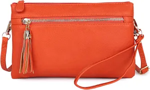 Solene Women's Lightweight Multi Compartment Wristlet Clutch Wallet Crossbody Bag