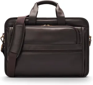 Solo New York Classic Leather Briefcase, Espresso, Fits up to 15.6" Laptop