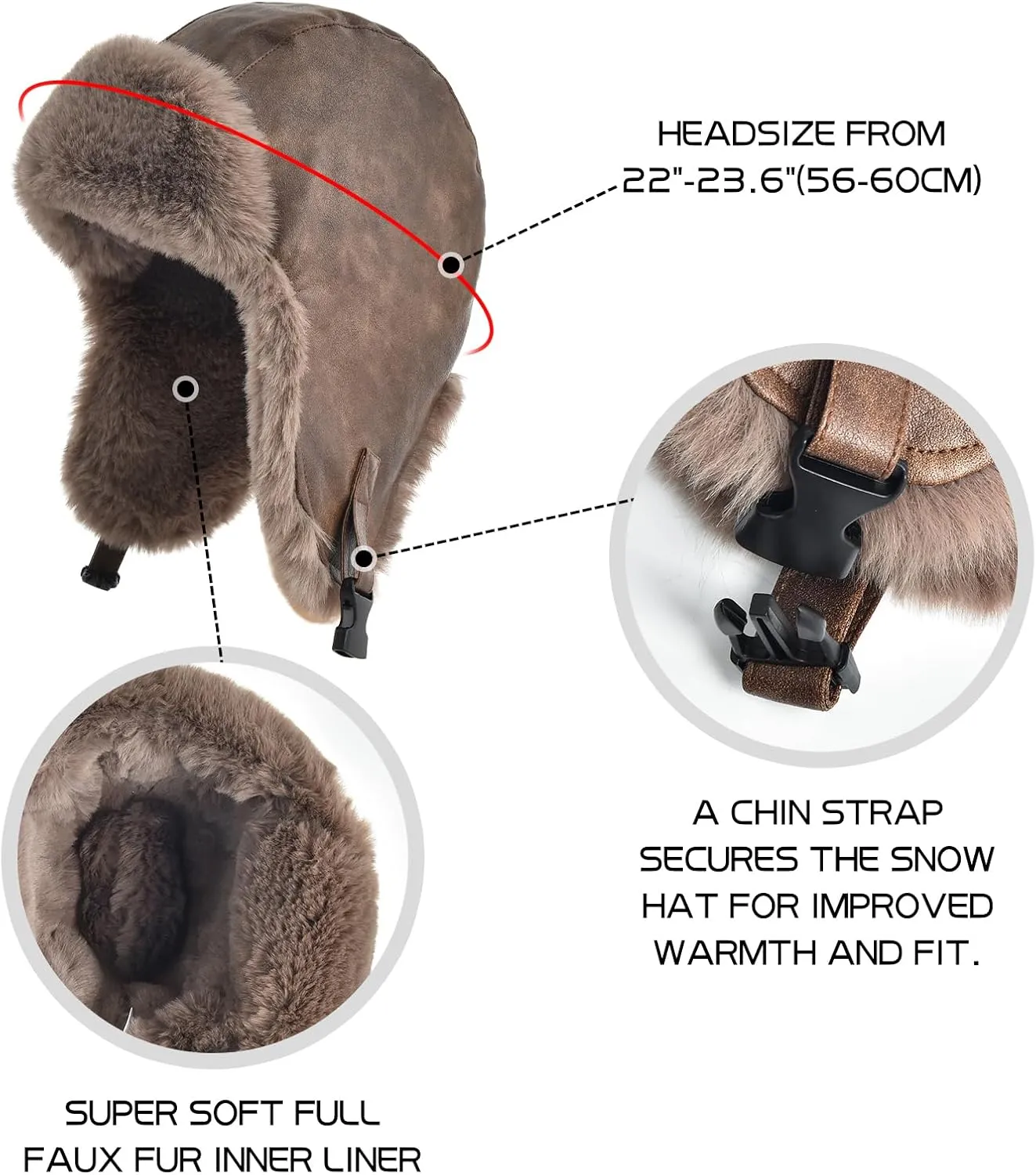 SOMALER Trapper Hat Men Women Winter Ushanka Hats Warm Faux Fur Aviator Trooper Hat