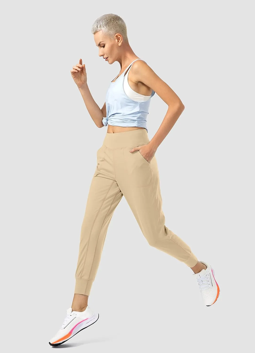 Soothfeel Women's Joggers with Zipper Pockets High Waisted Athletic Workout Yoga Pants Joggers for Women