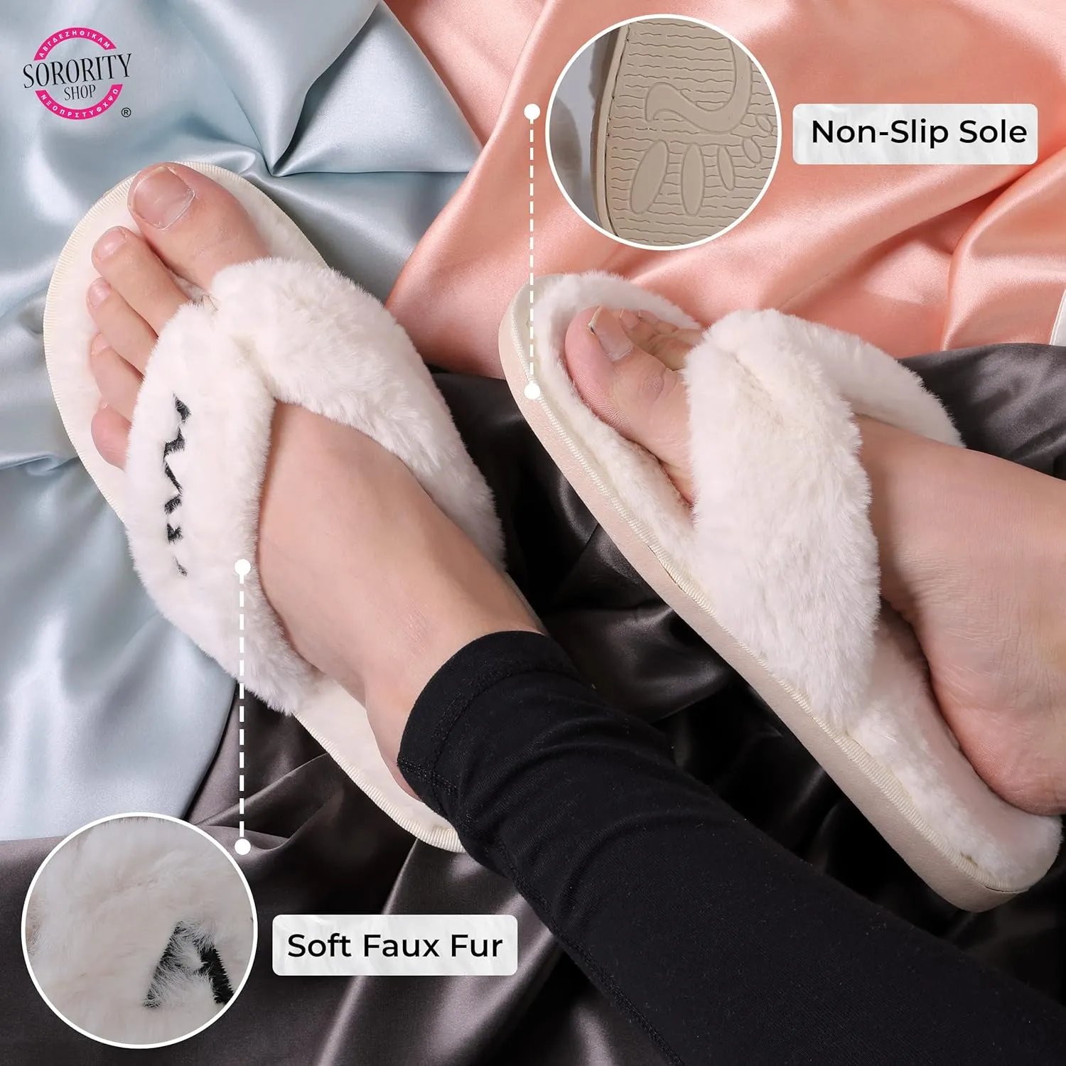 Sorority Shop Alpha Chi Omega Fuzzy Slippers Women