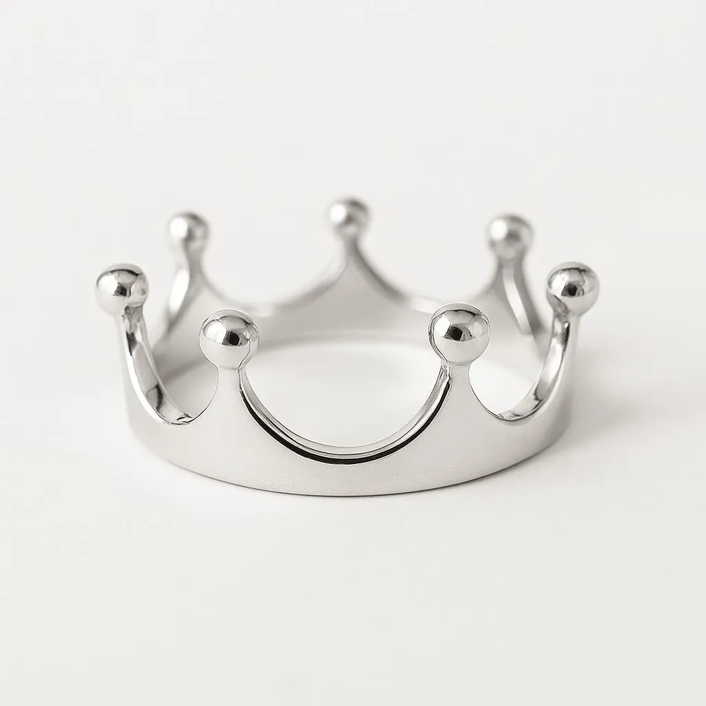 SOVATS Sterling Silver Crown Tiara Ring for Women – Elegant Princess-Inspired Band, Polished Finish – Dainty Fashion Jewelry Gift