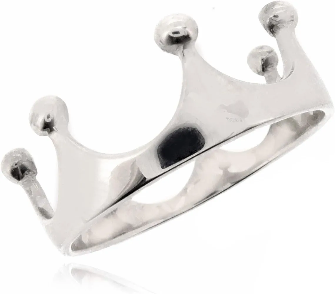 SOVATS Sterling Silver Crown Tiara Ring for Women – Elegant Princess-Inspired Band, Polished Finish – Dainty Fashion Jewelry Gift