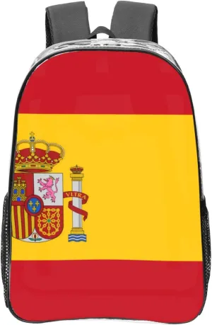 Spanish Flag Transparent Backpack-16-Inch Pvc Clear Backpack With Side Pockets,Black