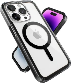 Speck Clear iPhone 14 Pro Case - Slim, Built for MagSafe, Scratch Resistant & Drop Protection Clear Phone Case - Anti-Yellowing - 6.1" iPhone 14 Pro Case - Dual Layer - Black GemShell