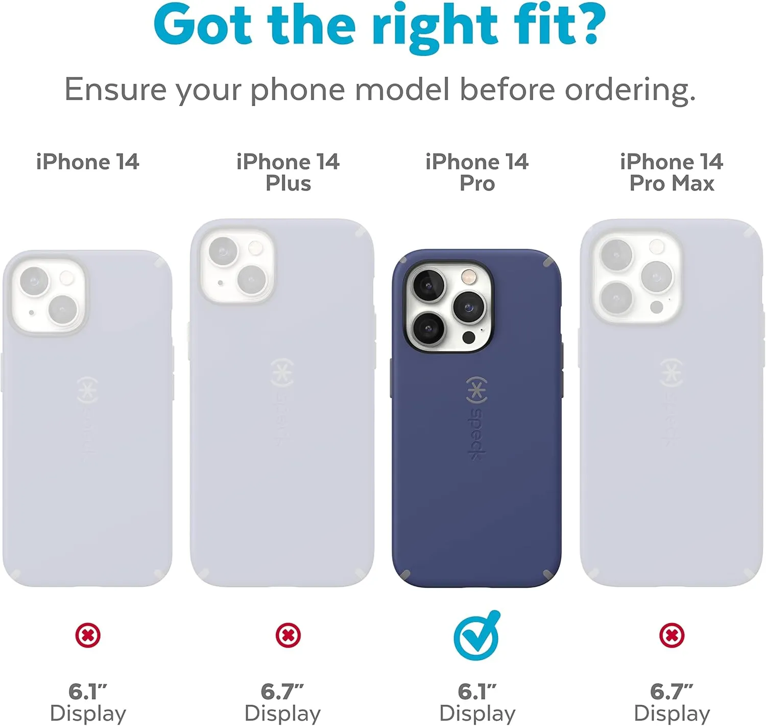 Speck Clear iPhone 14 Pro Case - Slim, Built for MagSafe, Scratch Resistant & Drop Protection Clear Phone Case - Anti-Yellowing - 6.1" iPhone 14 Pro Case - Dual Layer - Black GemShell