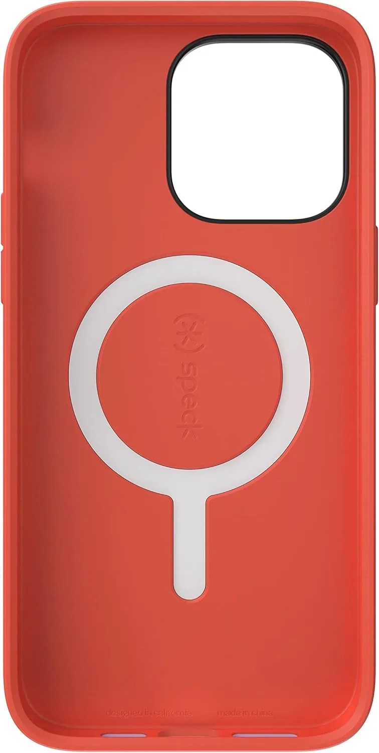 Speck for iPhone 14 Pro Max Case - Drop Protection, Scratch Resistant, Built for MagSafe, Soft Touch Coating - 6.7" iPhone 14, Dual Layer Case -Spring Purple/Energy Red Candyshell Pro
