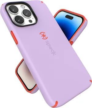 Speck for iPhone 14 Pro Max Case - Drop Protection, Scratch Resistant, Built for MagSafe, Soft Touch Coating - 6.7" iPhone 14, Dual Layer Case -Spring Purple/Energy Red Candyshell Pro