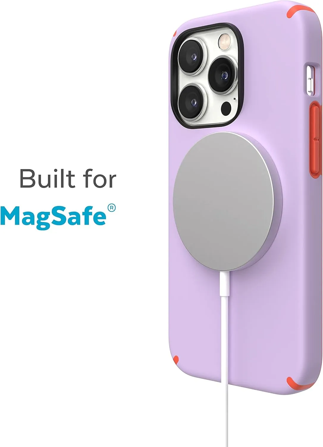 Speck for iPhone 14 Pro Max Case - Drop Protection, Scratch Resistant, Built for MagSafe, Soft Touch Coating - 6.7" iPhone 14, Dual Layer Case -Spring Purple/Energy Red Candyshell Pro