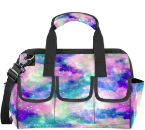 Spectacular Star Tool Bag with Multi-Pockets Wide Mouth Tool Tote Bag for Women and Men Waterproof Tool Organizer Storage Bag with Adjustable Shoulder Strap and Ergonomic Handle