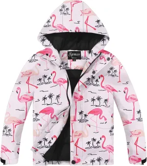 Spmor Boys Girls Waterproof Ski Jacket Hooded Snowboard Coat Windproof Winter Snow Outwear