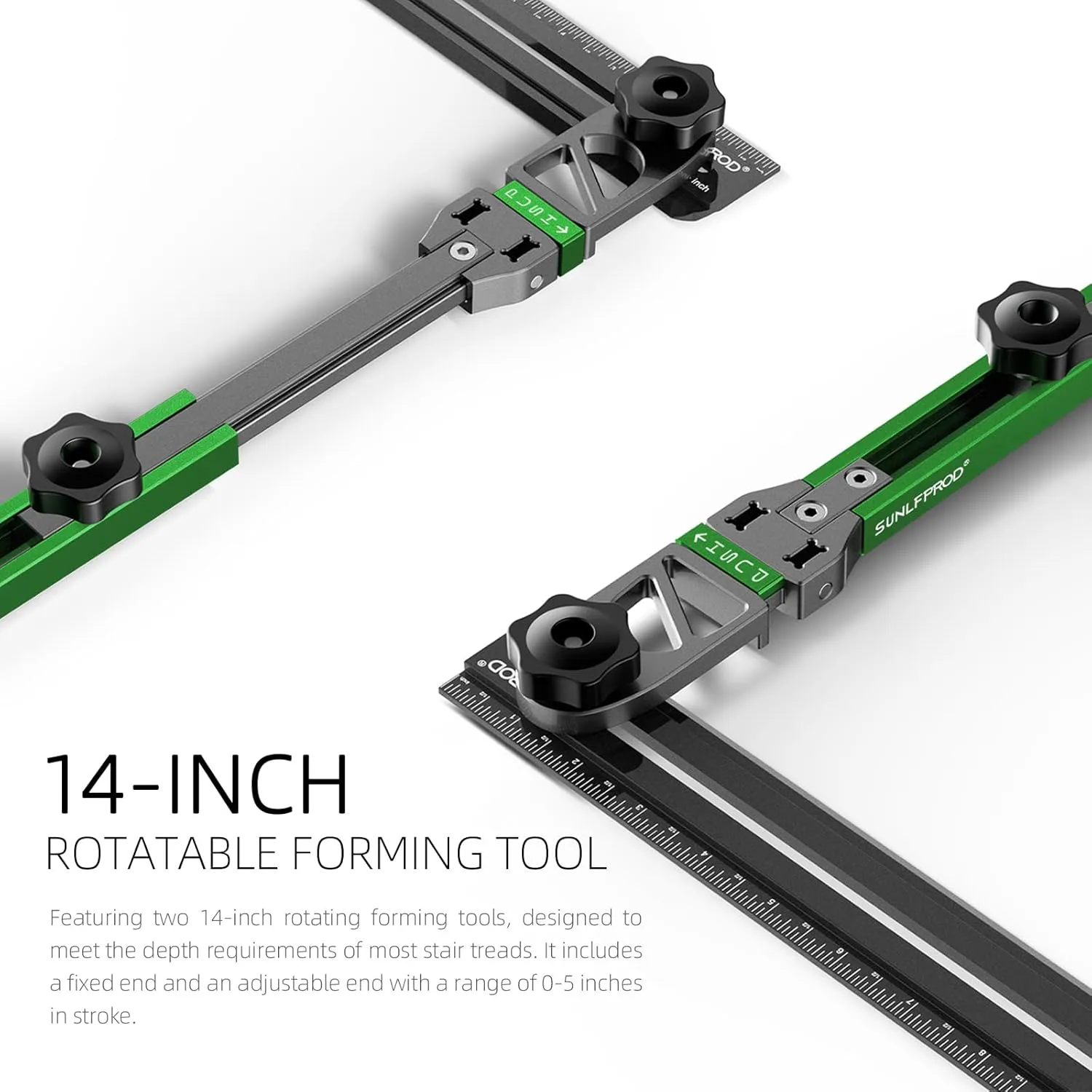 Stair Tread Template Tool - Upgrade Stair Tread Tool, Stair Measuring Tool, Stair Template, Stair Scribe Tool for Stair Measurement Tool, Shelf Project Layout (Green-Gray)