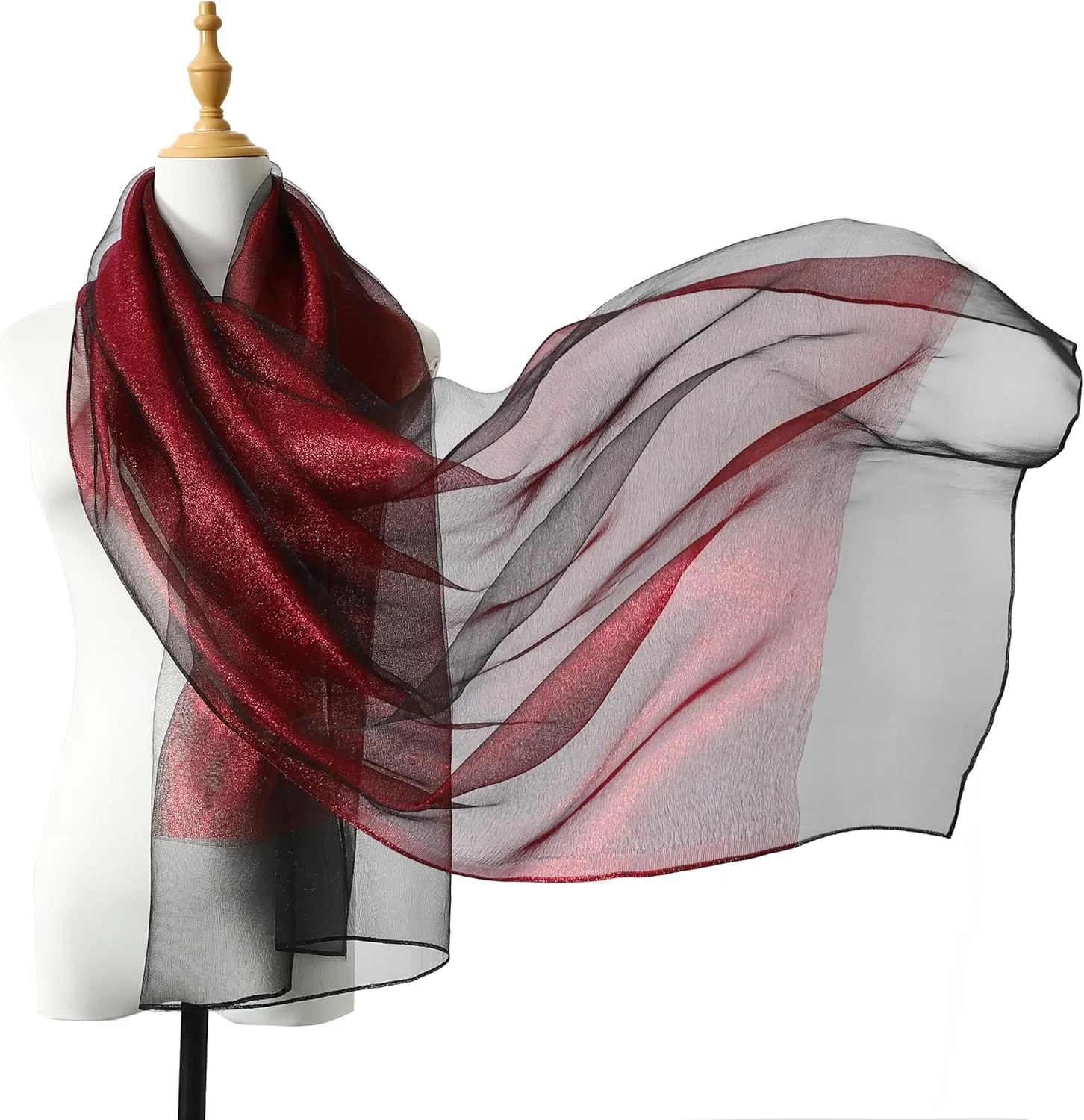 STARWHISPER Women's Sparkle Silk Scarf Shawl Wrap for Evening Dress Wedding Party Double layer