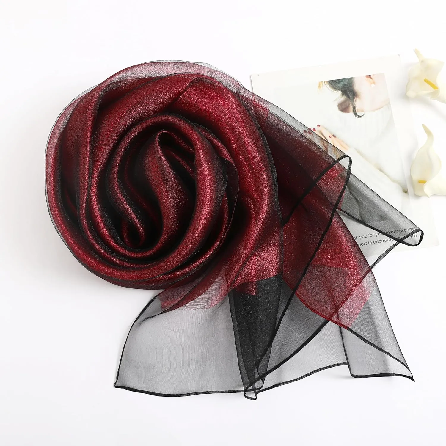 STARWHISPER Women's Sparkle Silk Scarf Shawl Wrap for Evening Dress Wedding Party Double layer