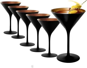 Stölzle Lausitz Olympia Martini Glass (Set of 6) - 8 Oz Luxury Drinkware, Crystal Drinking Glasses, Lead-Free, Dishwasher Safe - Ideal Barware for Gatsby-Style Events (Black/Bronze)