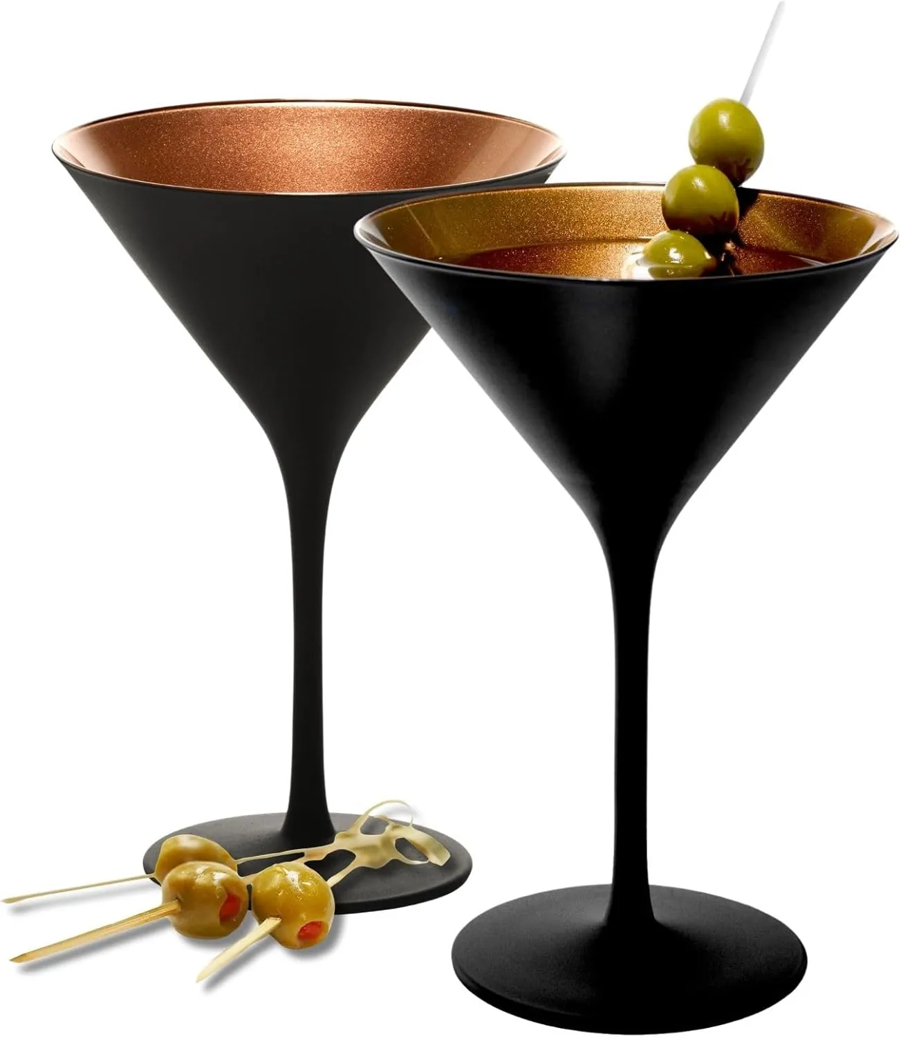 Stölzle Lausitz Olympia Martini Glass (Set of 6) - 8 Oz Luxury Drinkware, Crystal Drinking Glasses, Lead-Free, Dishwasher Safe - Ideal Barware for Gatsby-Style Events (Black/Bronze)