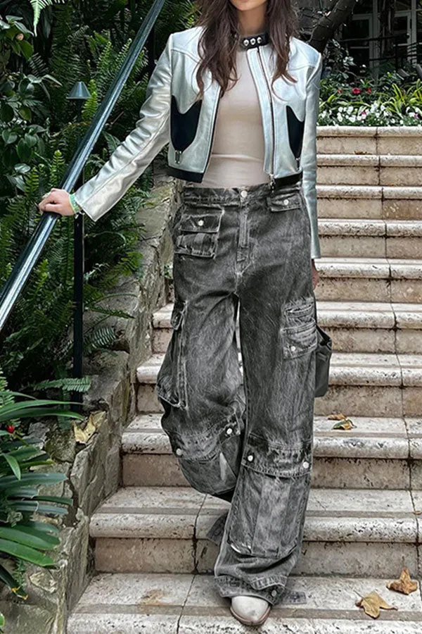 storexq Distressed Washed Cool Multi Pocket Jeans