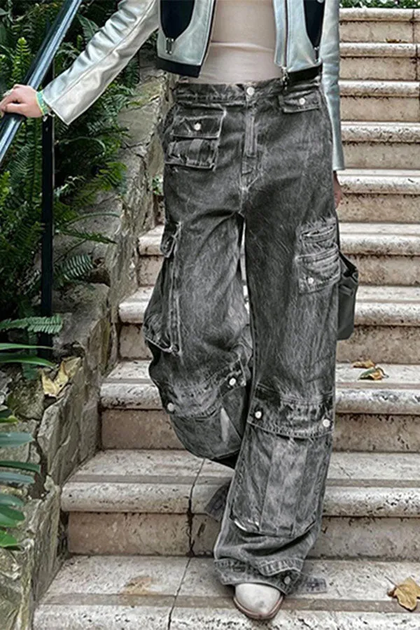 storexq Distressed Washed Cool Multi Pocket Jeans