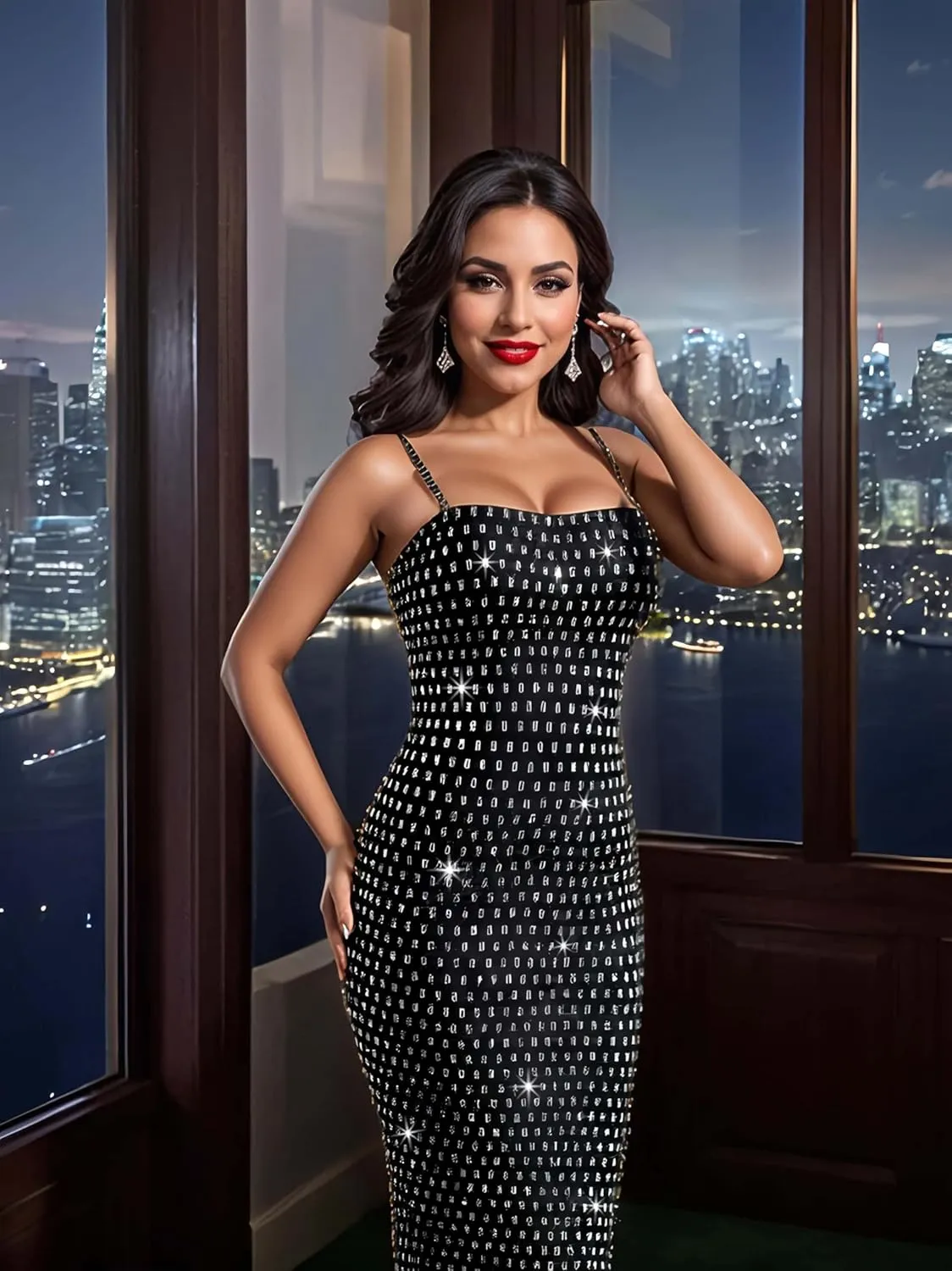 Strapless Rhinestone Maxi Dresses Evening Gowns for Women Formal Sexy