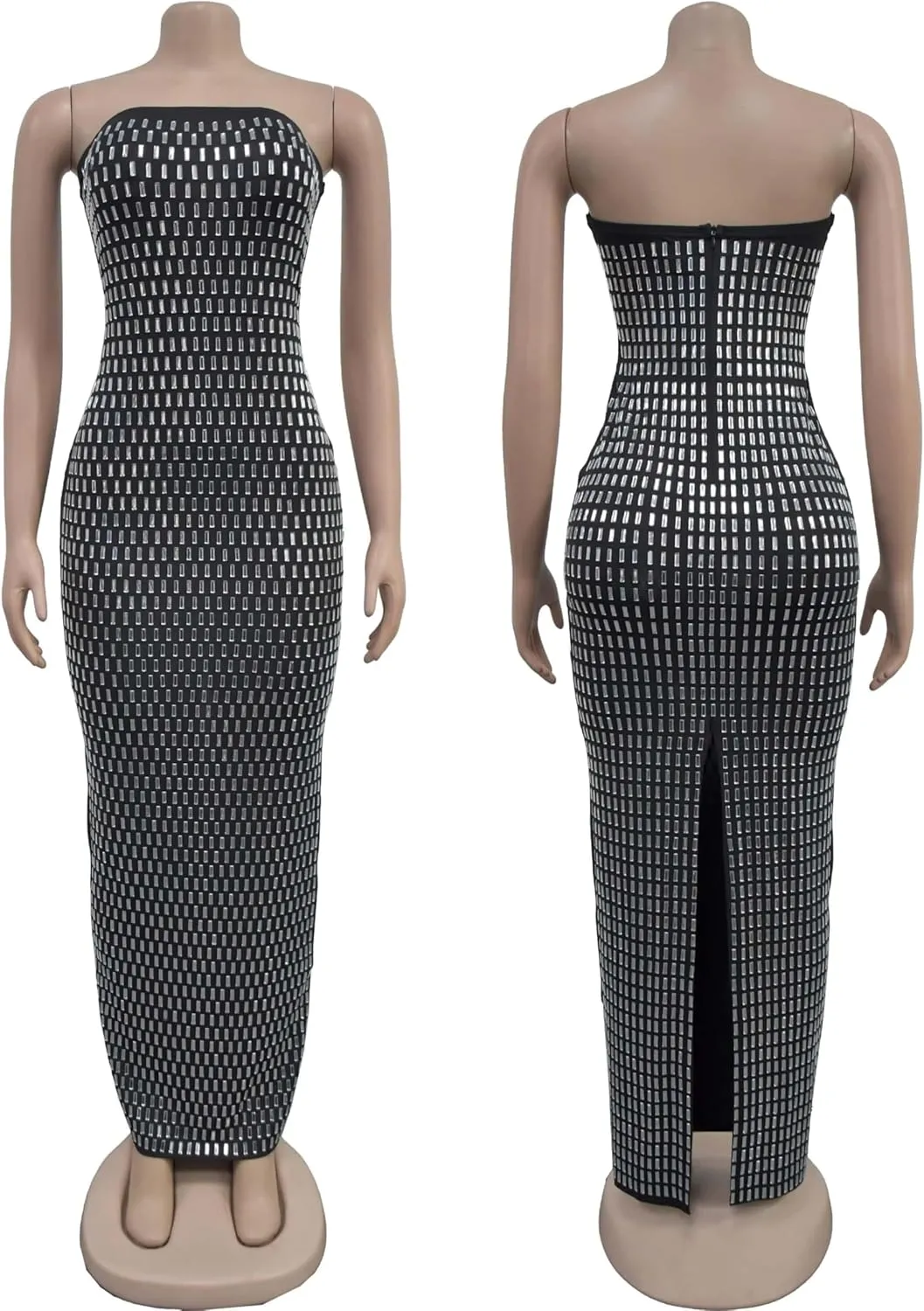 Strapless Rhinestone Maxi Dresses Evening Gowns for Women Formal Sexy