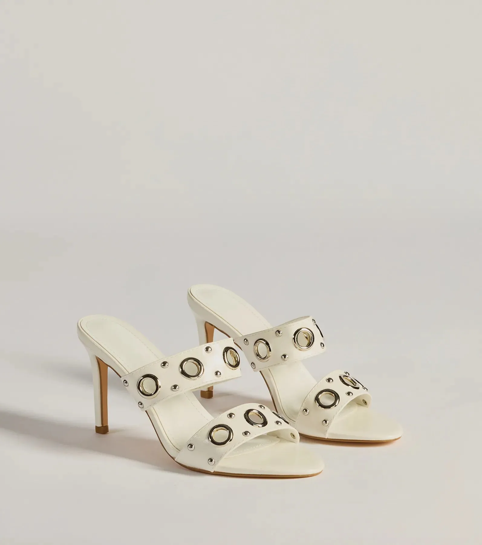 Stylish Edge Studded Strappy Stiletto Mules