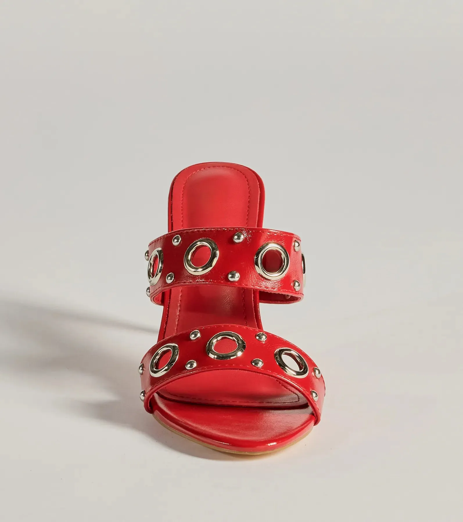 Stylish Edge Studded Strappy Stiletto Mules
