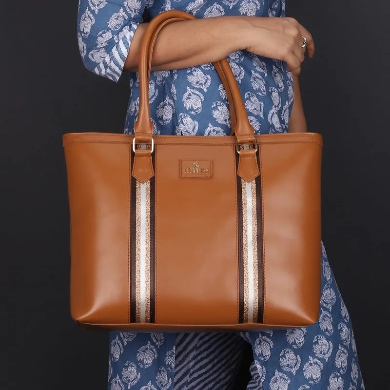 Stylish Laptop Messenger Bag with Padded Sleeve | 14" Laptop Capacity | Peanut Brown