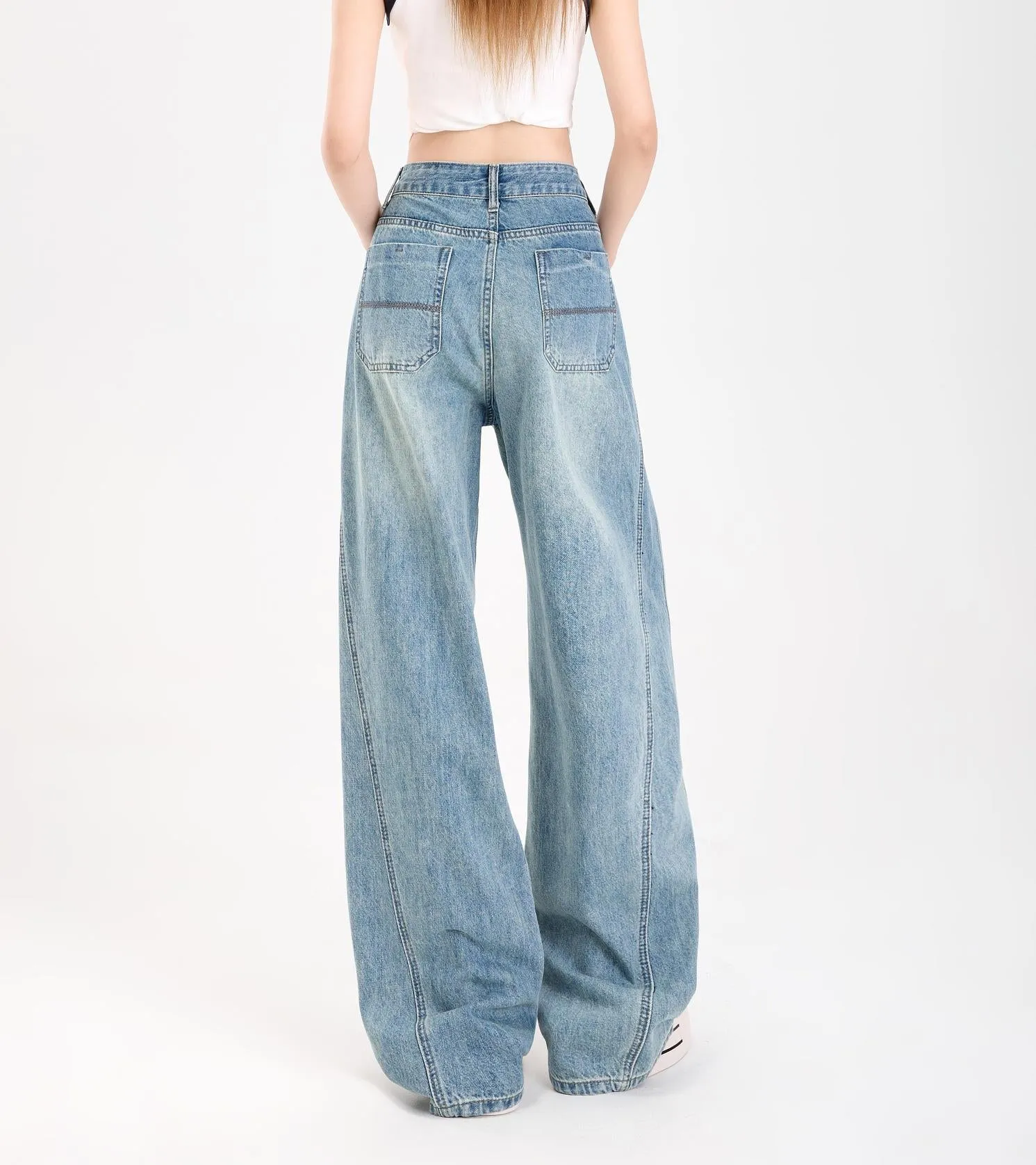 Stylish Straight-leg Wide Leg Jeans with Abrasion-resistant Material