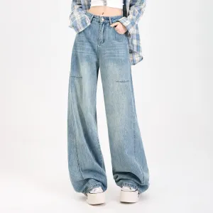 Stylish Straight-leg Wide Leg Jeans with Abrasion-resistant Material