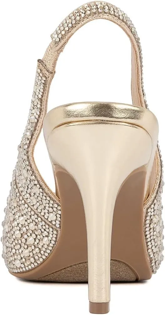 Sugar Women’s Rhinestone Slingback Heels – Sparkly Pointed Toe Stiletto Pumps for Wedding, Party, Evening & Formal Dress Shoes