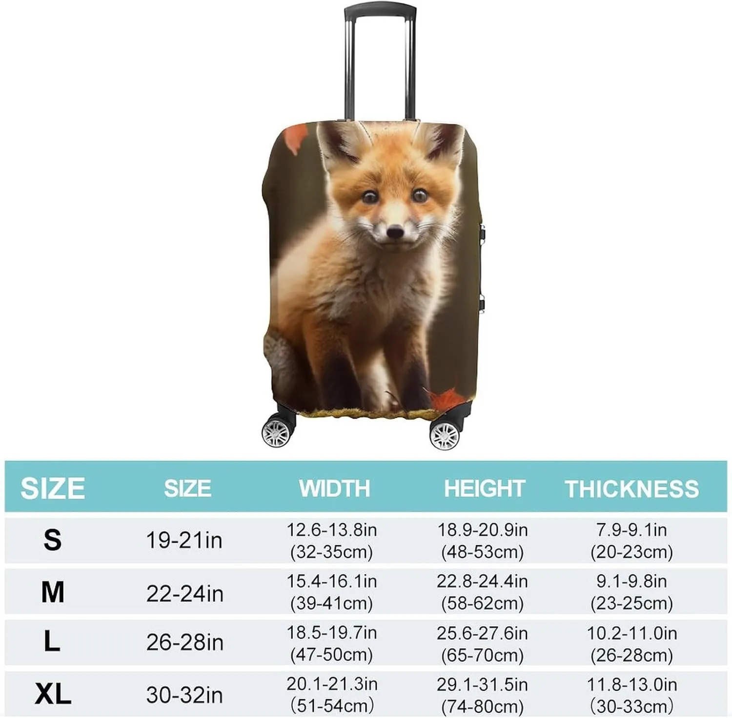 Suitcase Covers for Luggage Cute Fox Fashion Luggage Cover Washable Protector Waterproof Suitcase Cover Anti-scratch Travel Suitcases Covers Case for 19-32 Inch Luggages XL