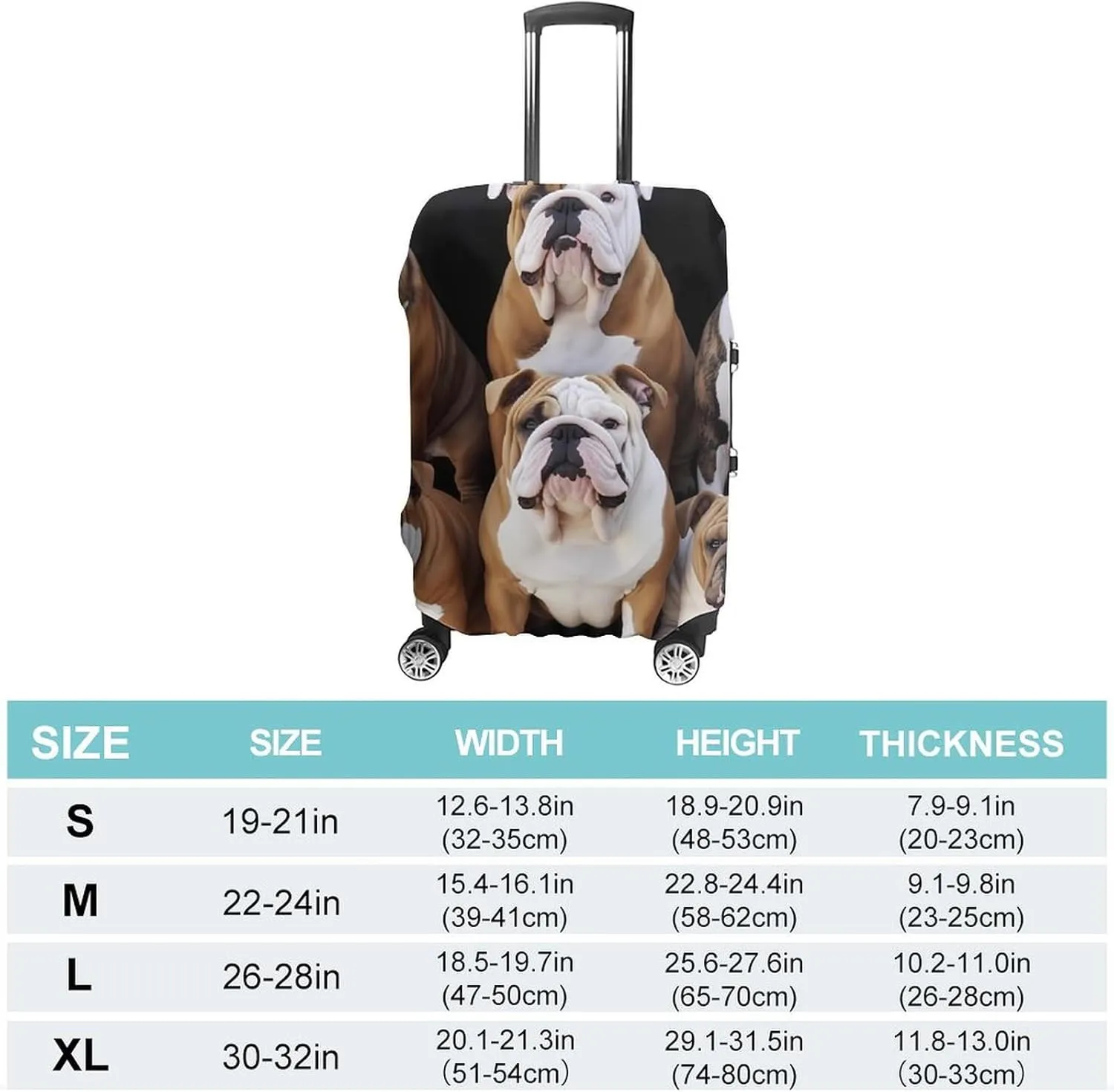 Suitcase Covers for Luggage English Bulldogs Fashion Luggage Cover Washable Protector Waterproof Suitcase Cover Anti-scratch Travel Suitcases Covers Case for 19-32 Inch Luggages M