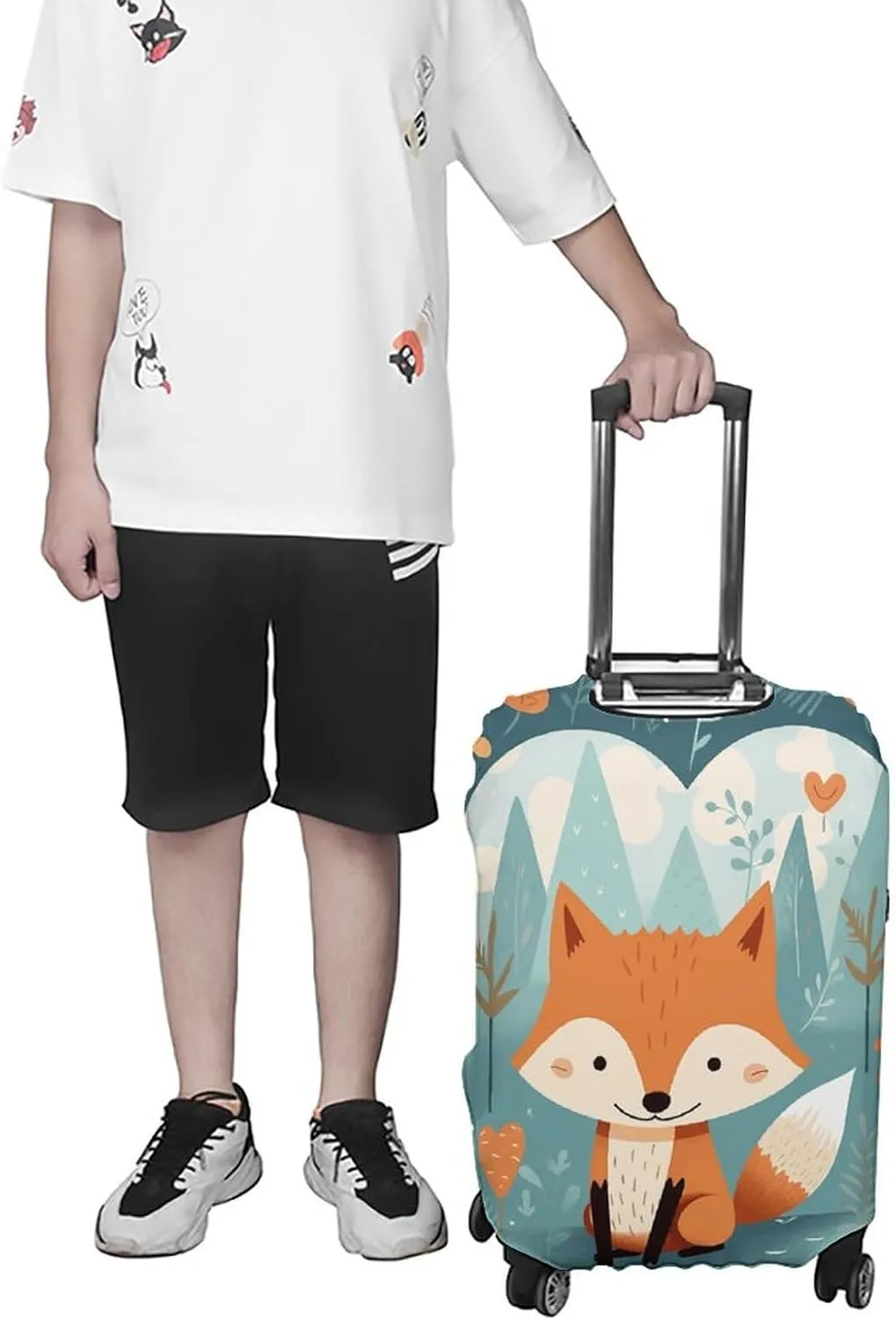 Suitcase Covers for Luggage Fox And Heart Fashion Luggage Cover Washable Protector Waterproof Suitcase Cover Anti-scratch Travel Suitcases Covers Case for 19-32 Inch Luggages XL
