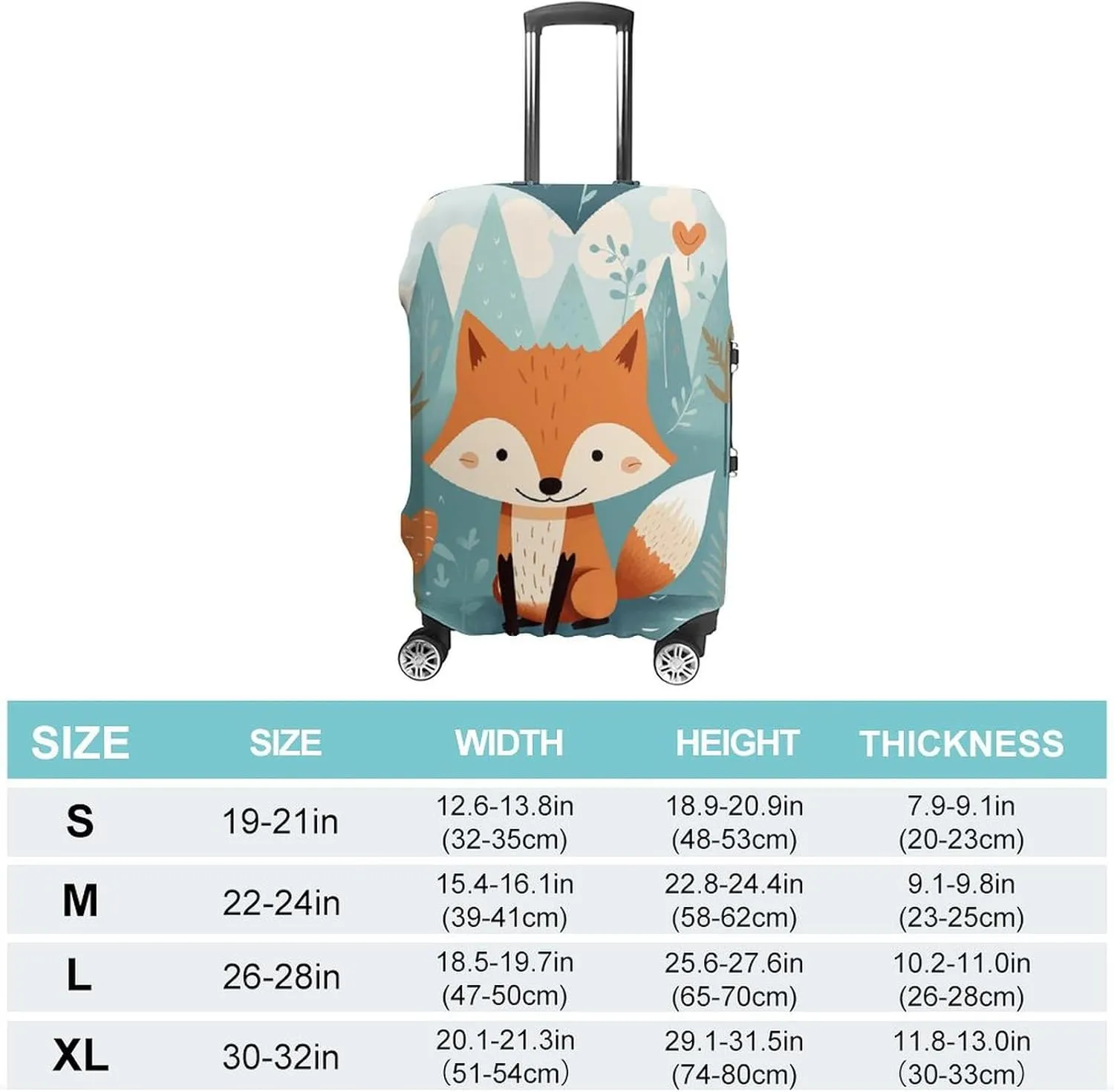 Suitcase Covers for Luggage Fox And Heart Fashion Luggage Cover Washable Protector Waterproof Suitcase Cover Anti-scratch Travel Suitcases Covers Case for 19-32 Inch Luggages XL