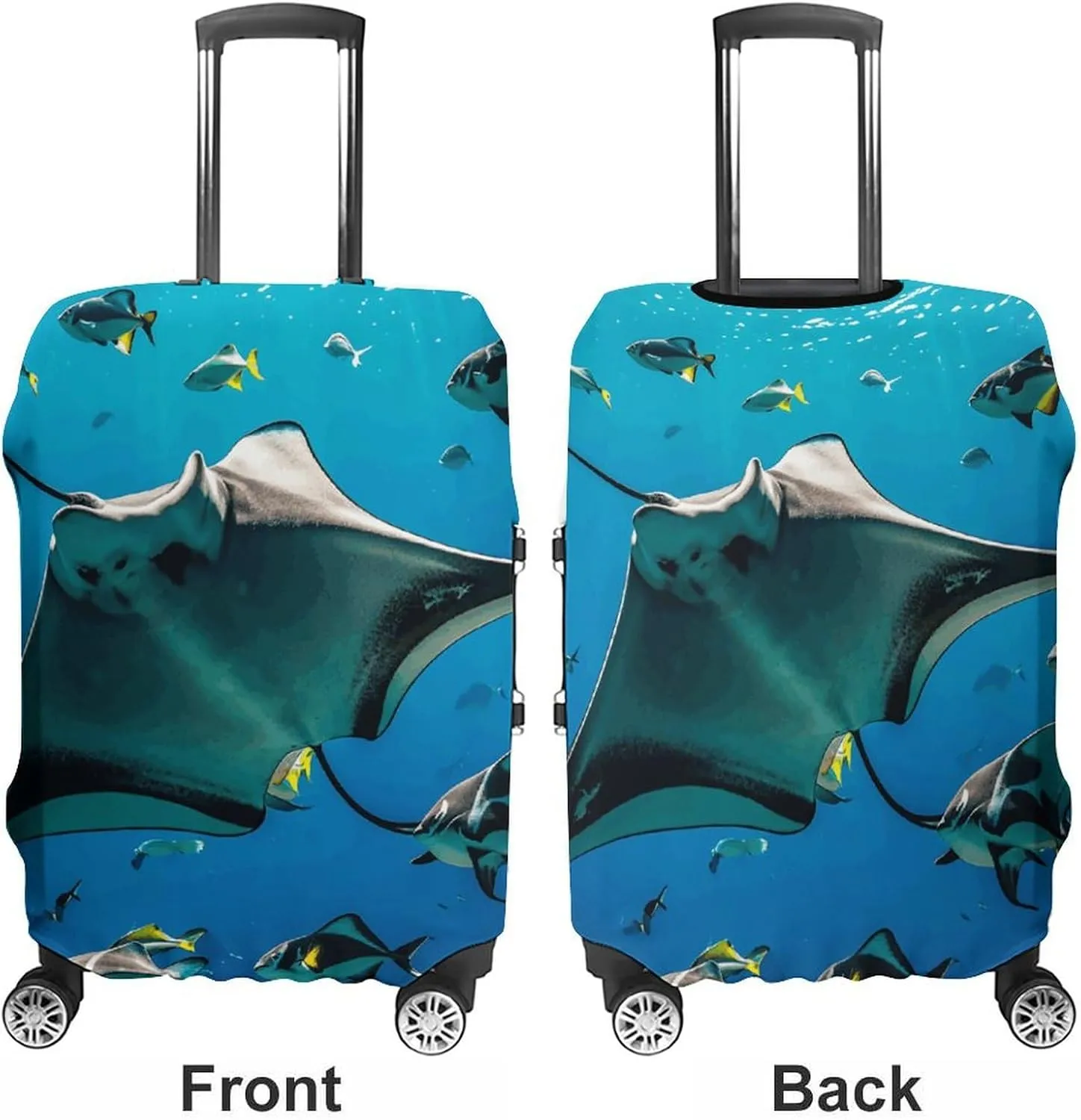 Suitcase Covers for Luggage Manta Ray And Fishes Fashion Luggage Cover Washable Protector Waterproof Suitcase Cover Anti-scratch Travel Suitcases Covers Case for 19-32 Inch Luggages L