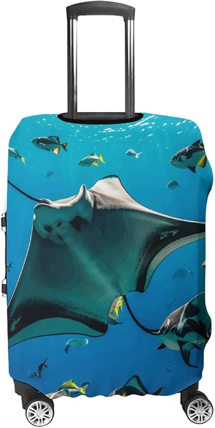 Suitcase Covers for Luggage Manta Ray And Fishes Fashion Luggage Cover Washable Protector Waterproof Suitcase Cover Anti-scratch Travel Suitcases Covers Case for 19-32 Inch Luggages L