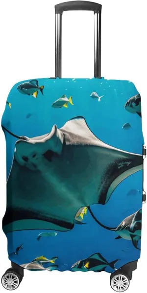 Suitcase Covers for Luggage Manta Ray And Fishes Fashion Luggage Cover Washable Protector Waterproof Suitcase Cover Anti-scratch Travel Suitcases Covers Case for 19-32 Inch Luggages L