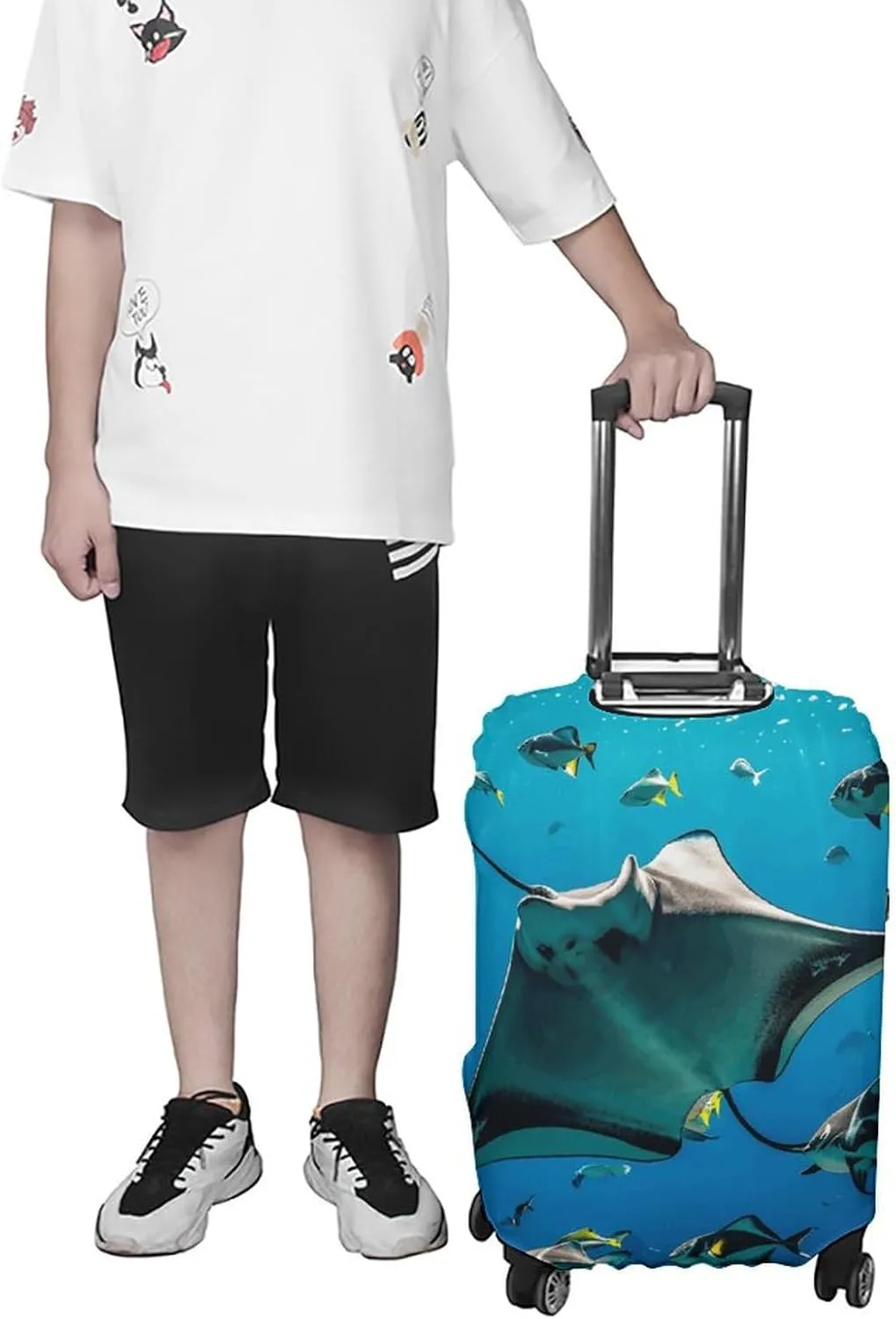 Suitcase Covers for Luggage Manta Ray And Fishes Fashion Luggage Cover Washable Protector Waterproof Suitcase Cover Anti-scratch Travel Suitcases Covers Case for 19-32 Inch Luggages L