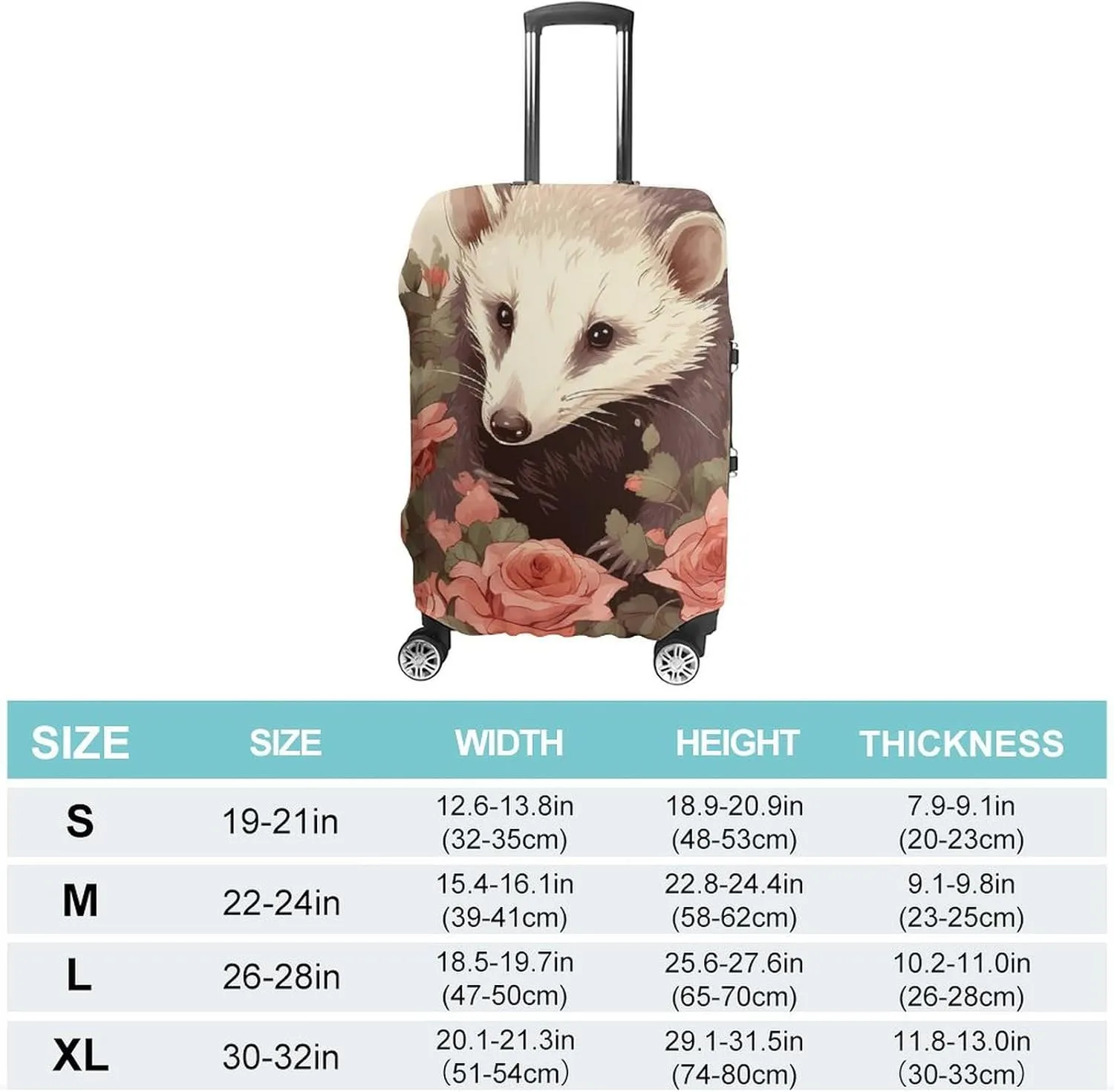 Suitcase Covers for Luggage Opossum And Roses Fashion Luggage Cover Washable Protector Waterproof Suitcase Cover Anti-scratch Travel Suitcases Covers Case for 19-32 Inch Luggages S