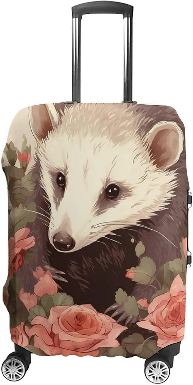Suitcase Covers for Luggage Opossum And Roses Fashion Luggage Cover Washable Protector Waterproof Suitcase Cover Anti-scratch Travel Suitcases Covers Case for 19-32 Inch Luggages S