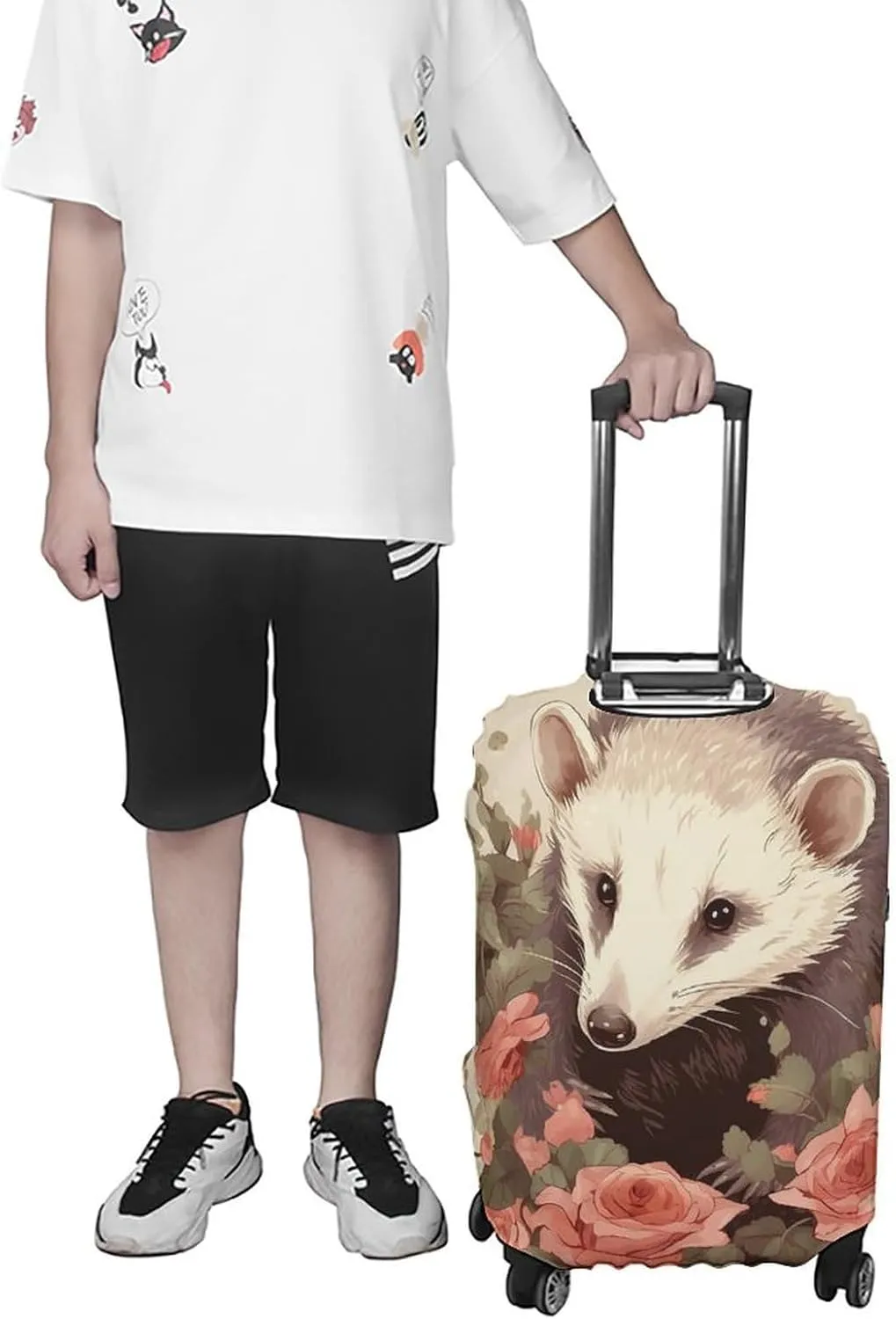 Suitcase Covers for Luggage Opossum And Roses Fashion Luggage Cover Washable Protector Waterproof Suitcase Cover Anti-scratch Travel Suitcases Covers Case for 19-32 Inch Luggages S